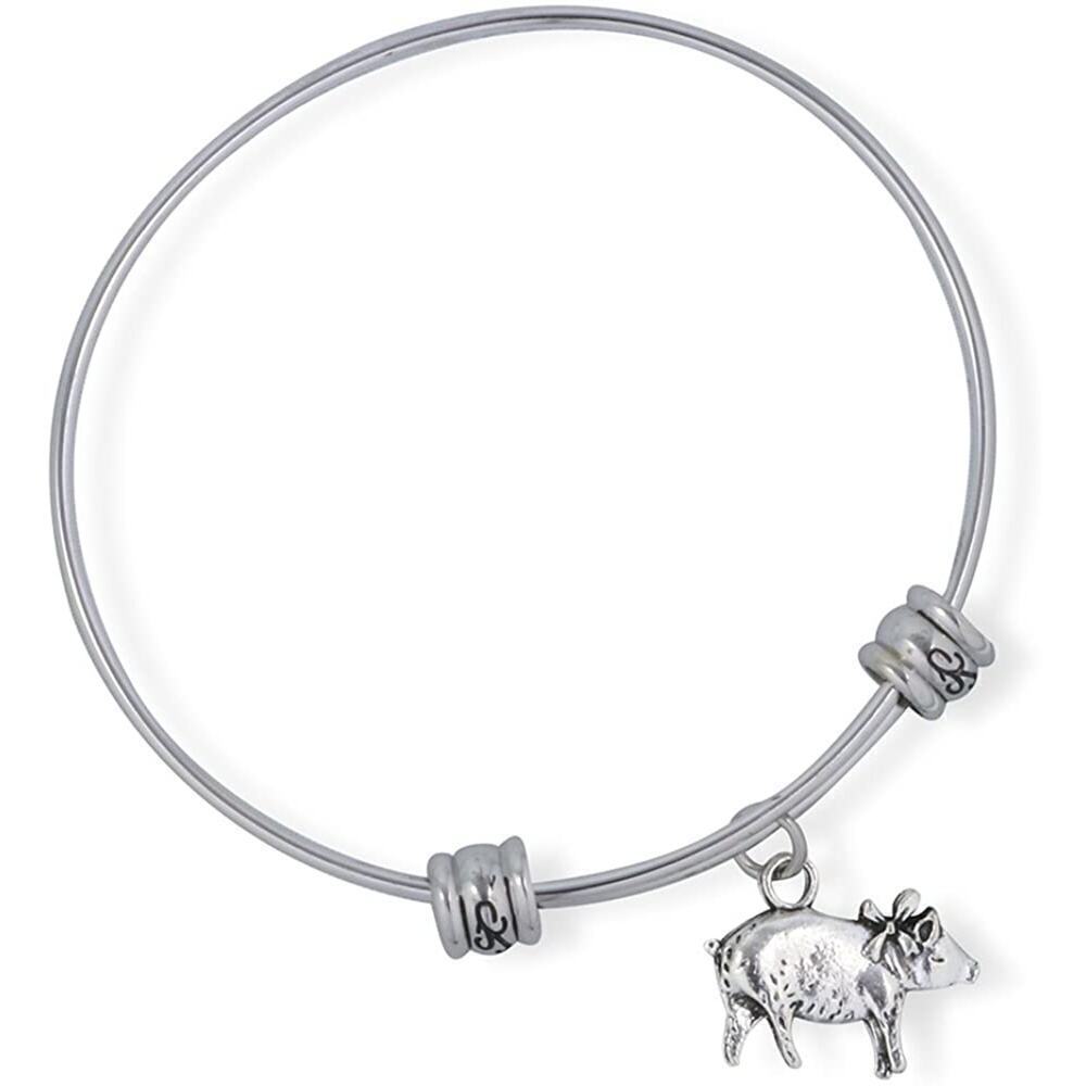 Pig with Ribbon Farm Farming Animal Charm Bangle